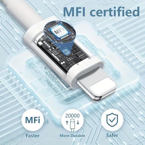 3.3FT for iPhone Charger, Charging Cable for iPhone 14/13/12/11 Pro/X/Xs Max/XR/8 Plus/7/6s/SE/5c/5s, USB Charge, US Plug in Kuwait