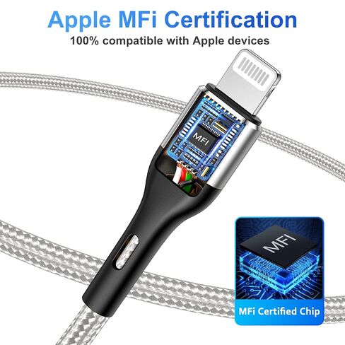 iPhone Charger Cord 4Pack 1.5/3/6/6FT, [Apple MFi Certified] Lightning Cable iPhone Charger Cable Fast Charging Cable for iPhone 13 12 Pro Max Mini 11 Pro XS XR X 10 8 7 Plus 6s 6 SE 2020 iPad iPod in Kuwait