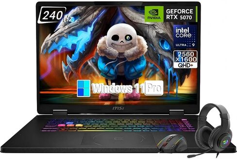 msi Crosshair 18 HX AI 18" Gaming Laptop, Intel Core Ultra 9 275HX (24 Cores, Up to 5.4 GHz), NVIDIA RTX 5070, 18" QHD+ (2560 x 1600) 240Hz, 16GB RAM DDR5, 1TB NVMe SSD, Windows 11 Pro, W/Accessories in Kuwait