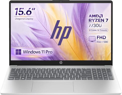 HP 15.6" FHD Business Laptop, 2026 Edition, AMD Ryzen 7 7730U (Beats Intel Core i7-1255U), 16GB RAM, 512GB SSD, Wi-Fi 6, HDMI, Numeric Keypad, Windows 11 in Kuwait