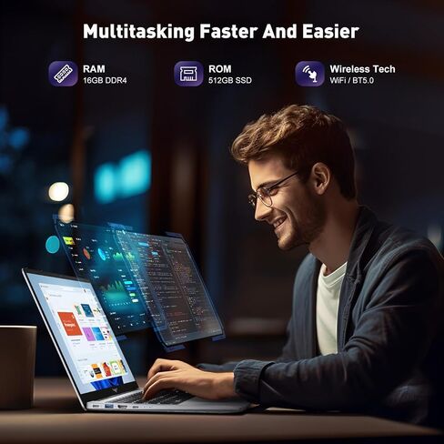 ACEMAGIC Laptop, Laptop Computer,16GB DDR4 512GB SSD Laptops, Quad-Core Processor, 180° Open Angle,Long Battery Life,Metal Shell,WiFi,USB3.2, Type C in Kuwait