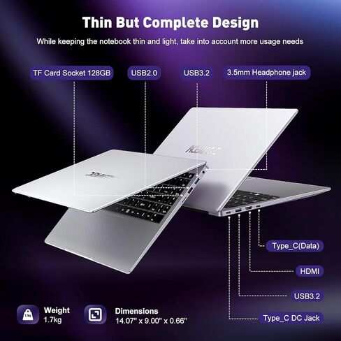 ACEMAGIC Laptop, Laptop Computer,16GB DDR4 512GB SSD Laptops, Quad-Core Processor, 180° Open Angle,Long Battery Life,Metal Shell,WiFi,USB3.2, Type C in Kuwait