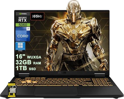 ASUS TUF Gaming F16 Laptop 16" WUXGA IPS 165Hz (100% sRGB, GSYNC) Intel 16-core i7-14650HX 32GB DDR5 2TB SSD GeForce RTX 5060 (Up to 572 AI TOPS) RGB Backlit Thunderbolt Hi-Res WiFi6E Win11Pro ICP Hub in Kuwait