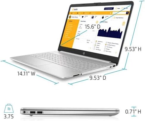 HP Pavilion 15.6" FHD Anti-Glare Laptop, 16GB RAM, 512GB SSD Storage, Intel Core i3-1215U Processor up to 4.4GHz, Type-C, HDMI, Windows 11 Home, Silver (16G RAM | 512G SSD) in Kuwait