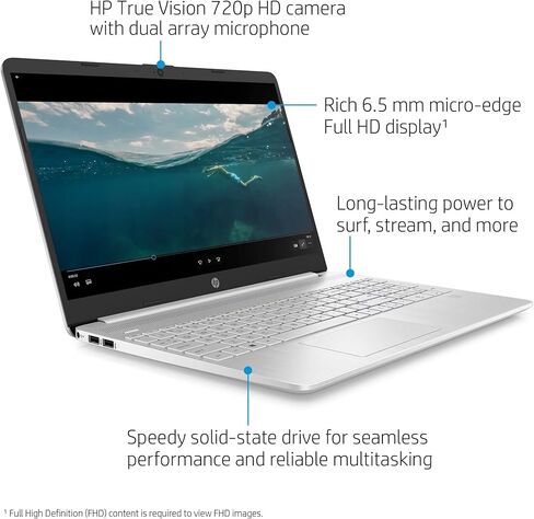 HP Pavilion 15.6" FHD Anti-Glare Laptop, 16GB RAM, 512GB SSD Storage, Intel Core i3-1215U Processor up to 4.4GHz, Type-C, HDMI, Windows 11 Home, Silver (16G RAM | 512G SSD) in Kuwait