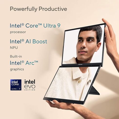 ASUS Zenbook Duo Laptop, Dual 14" OLED WUXGA Touchscreen Display, Intel Core Ultra 9 285H, Intel Arc Graphics, 32GB RAM, 2TB SSD, WiFi 7, Thunderbolt 4, Detachable KB, Windows 11, w/1TB Portable HDD in Kuwait