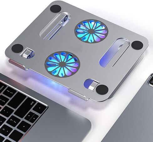 Dual Fan Laptop Cooling Pad Adjustable Foldable Aluminum Alloy Stand in Kuwait