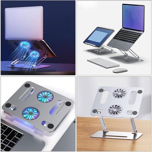 Dual Fan Laptop Cooling Pad Adjustable Foldable Aluminum Alloy Stand in Kuwait