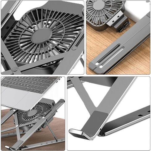 Aluminum Alloy Laptop Cooling Fan Stand with USB Cable Adjustable Foldable in Kuwait