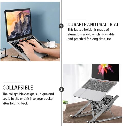 Aluminum Alloy Laptop Cooling Fan Stand with USB Cable Adjustable Foldable in Kuwait