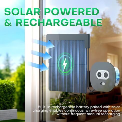 Solar Window Security Camera, Indoor Cam with Rechargeable Battery in Kuwait