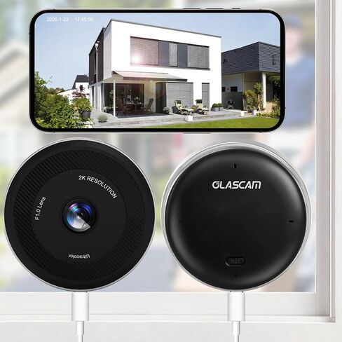 Window Camera 2-Pack for Home Security, 2K 3MP Indoor Security Camera with WiFi 6 Dual Band 2.4/5.8GHz, UltraColor Night Vision, AI Human Detection, 24/7 Recording, Glass Mount No Drill in Kuwait