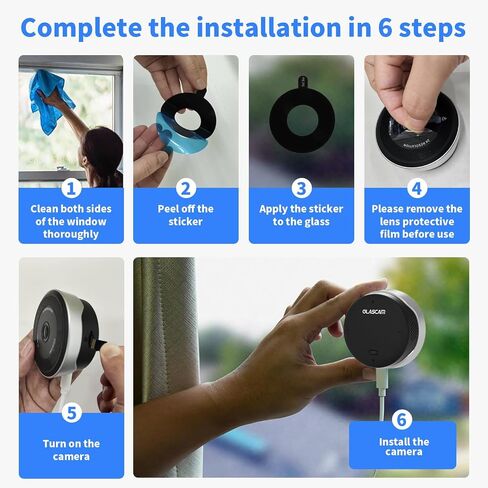 Window Camera 2-Pack for Home Security, 2K 3MP Indoor Security Camera with WiFi 6 Dual Band 2.4/5.8GHz, UltraColor Night Vision, AI Human Detection, 24/7 Recording, Glass Mount No Drill in Kuwait