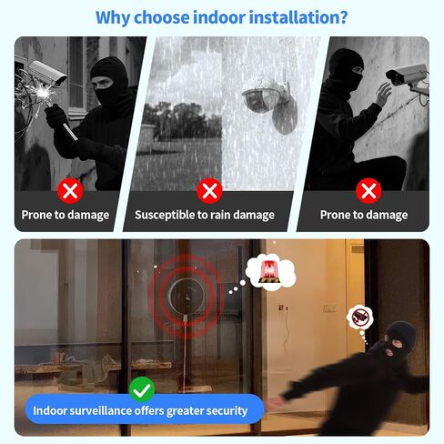 Window Camera 2-Pack for Home Security, 2K 3MP Indoor Security Camera with WiFi 6 Dual Band 2.4/5.8GHz, UltraColor Night Vision, AI Human Detection, 24/7 Recording, Glass Mount No Drill in Kuwait