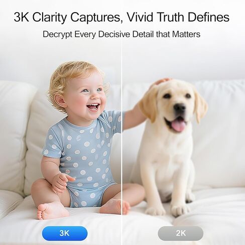 Upgraded 3K Security Camera Indoor, Free Time Lapse, AI Tracking & Face ID, PTZ 5G WiFi Dog/Pet/Baby Monitor Cameras for Home Security, Color Night Vision, Full Duplex 2-Way Talk in Kuwait