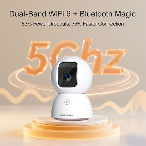 Upgraded 3K Security Camera Indoor, Free Time Lapse, AI Tracking & Face ID, PTZ 5G WiFi Dog/Pet/Baby Monitor Cameras for Home Security, Color Night Vision, Full Duplex 2-Way Talk in Kuwait