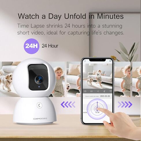Upgraded 3K Security Camera Indoor, Free Time Lapse, AI Tracking & Face ID, PTZ 5G WiFi Dog/Pet/Baby Monitor Cameras for Home Security, Color Night Vision, Full Duplex 2-Way Talk in Kuwait