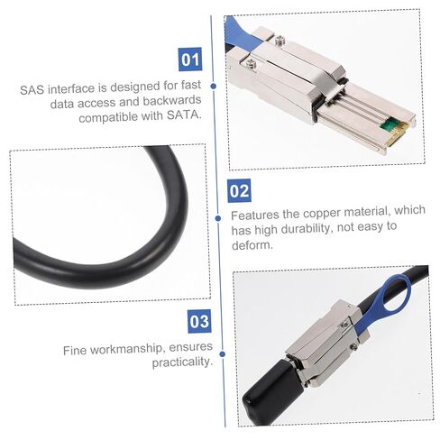 BESPORTBLE Mini SAS SFF-8088 to SFF-8088 Cable 0.5m Copper Black in Kuwait