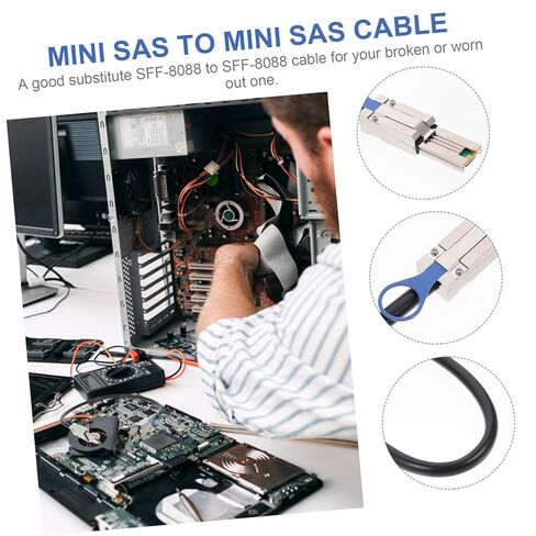 BESPORTBLE Mini SAS SFF-8088 to SFF-8088 Cable 0.5m Copper Black in Kuwait
