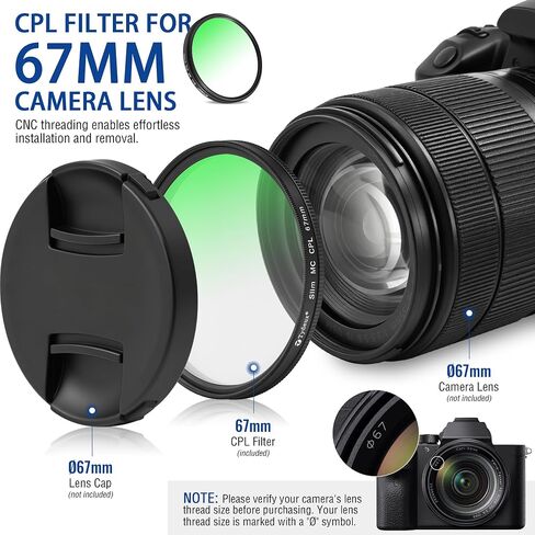 67mm CPL Filter Slim Circular Polarizer, 5.2mm Ultra-Thin Frame in Kuwait