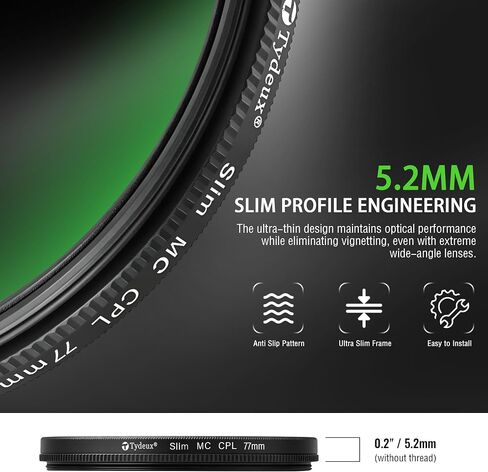 77mm CPL Filter Slim Circular Polarizer, 5.2mm Ultra-Thin Frame in Kuwait