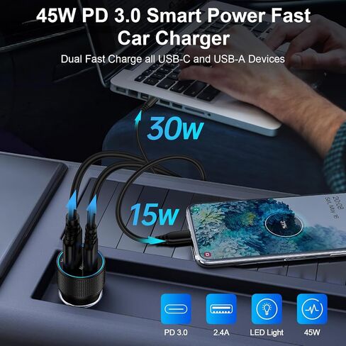 for Samsung Super Fast Charger Car Adapter 45W Dual Port Auto Phone Charger in Kuwait