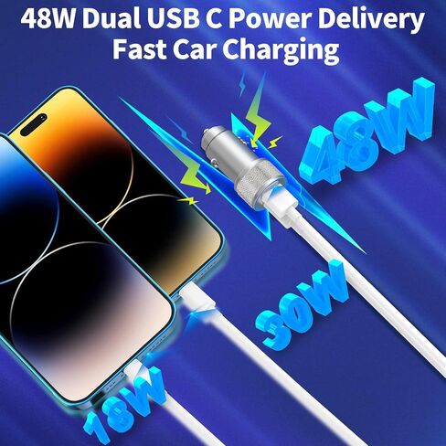 48W Dual Port USB C Power Delivery All Metal Car Adapter in Kuwait