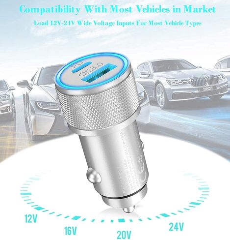 48W Dual Port USB C Power Delivery All Metal Car Adapter in Kuwait