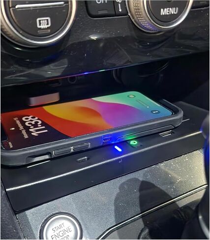 Wireless Car Charger for VW Volkswagen Tiguan MK2 2017 2018 2019 2020 2021 Accessories,Car Wireless Charging Pad with QC 3.0 USB Port in Kuwait
