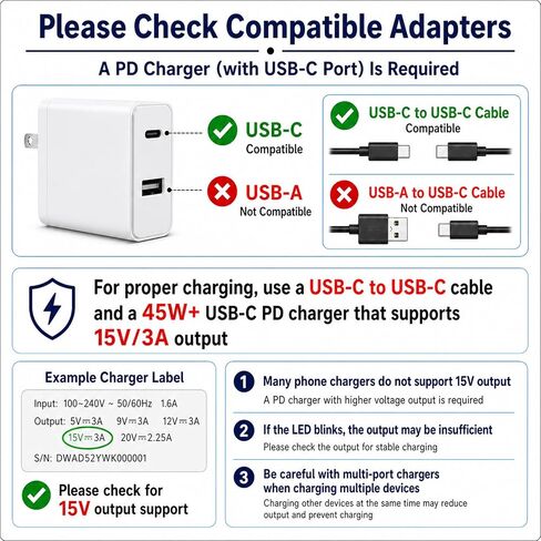 Sisyphy Surface Connect to USB-C Charging Cable for Surface Pro, 8in Nylon in Kuwait