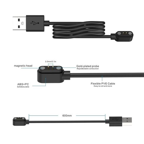 2Pack Smart Watch Charger for VeryFit/VeryFitPro, USB C & USB A Magnetic Charging Cable for IDW13/15/16/17/19/21/23/25/26/28, ID208, GTX20, Letsfit Willful YAMAY SW023 ID205L SW021 ID205U ID205S SW025 in Kuwait