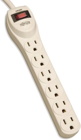 Eaton Tripp Lite PS66B Power Strip, 6 Outlets, 6ft Extension Cord, Lighted On/Off Switch, 15A Circuit Breaker, Under Desk & Wall Mount Option, UL Certified, Black, Lifetime Manufacturer's Warranty in Kuwait