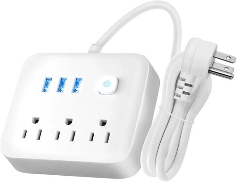 Power Strip with Surge Protector, Outlet Extender, 5ft Extension Cord with Multiple Outlets, 3 AC, 3 USB A Ports Home Office, Dorm Room Essentials in Kuwait