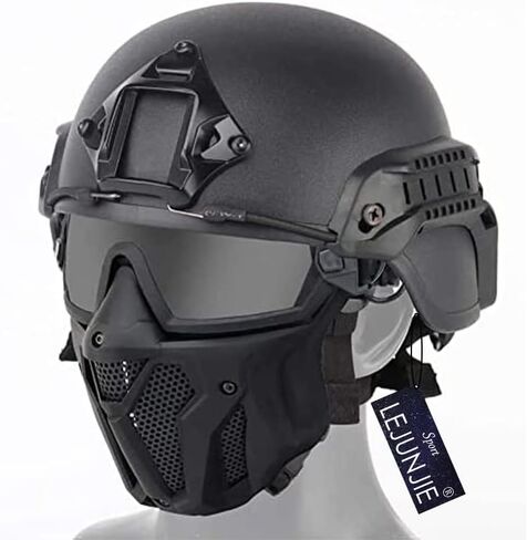 Tactical Airsoft PJ Helmet and Full Face Protection Airgun Mask,with Detachable Anti-Fog Goggles for BB Gun Paintball CS Game in Kuwait