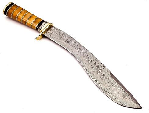 Delta :Handmade Damascus steel 15" Kukri knife-Damascus Steel Knife-for Outdoor & indoor Survivals, Best for Hunting,Camping With Original Camel Bone Handle in Kuwait