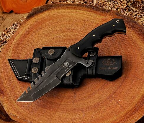Handmade Tracker Hunting Knife Full Tang with Leather Sheath-Best for Camping & Outdoor Gear Best For Men Gift in Kuwait