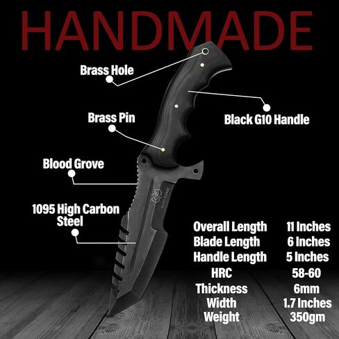 Handmade Tracker Hunting Knife Full Tang with Leather Sheath-Best for Camping & Outdoor Gear Best For Men Gift in Kuwait