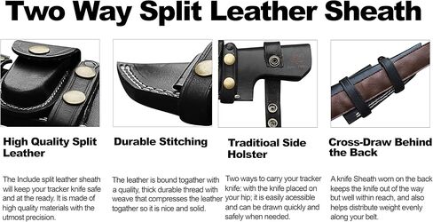 Handmade Tracker Hunting Knife Full Tang with Leather Sheath-Best for Camping & Outdoor Gear Best For Men Gift in Kuwait
