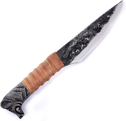 Norse Tradesman Viking Knife With Raven's Head Hilt & Leather Sheath - 5.5" Carbon Steel Blade in Kuwait