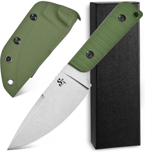Sitivien ST14 Fixed Blade Knife AUS-10 Steel Blade G10 Handle Full Tang EDC Tool Knife for Outdoor Camping Hiking Hunting Adventure Bushcraft(Black) in Kuwait