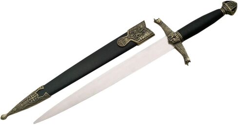 SZCO Supplies 15.5" Medieval Dagger Replica - Lancelot Style Dagger with Scabbard, Stainless Steel Spear-Point Blade, Perfect for Collectors, Cosplay, and Renaissance Events in Kuwait