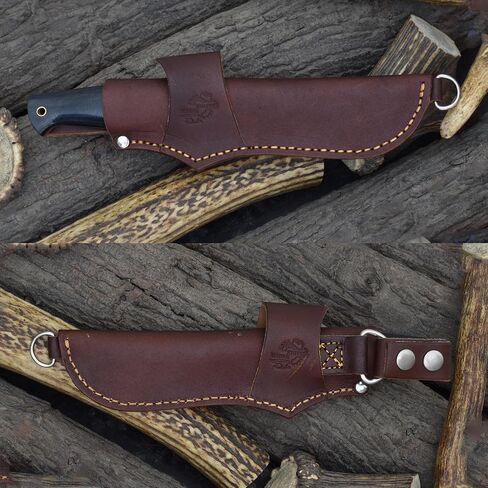 Knives Ranch 10-1/2" Full Tang Bushcraft Camping Knife - High Carbon SS 440C - Vacuum Heat-Treated 59 HRC - Burlap Micarta Handle - Fixed Blade Hunting Knife with Leather Sheath in Kuwait