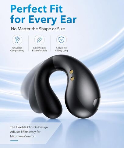 Boytond Ultra Open Ear Earbuds - Comfortable Clip-On Bone Conduction Earbuds, Over-The-Ear Open Headphones with Waterproof Build for Running, Gym Workouts, and Outdoor Sports, Shadow Black in Kuwait