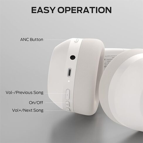 Monster Persona 6th ANC Active Noise Cancelling Headphones, Wireless Bluetooth Headphones Over Ear with HiFi Stereo Audio, 60H Playtime, Bluetooth 6.0, 3 EQ Modes for Travel Work, White in Kuwait
