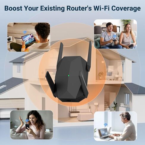 WiFi Extender, 2026 45X WiFi 6 Booster AX3000 (5.8/2.4GHz), 26639 sq.ft Long Range and 155+ Devices, WiFi Extender Signal Booster with Ethernet Port (Matte Black) in Kuwait