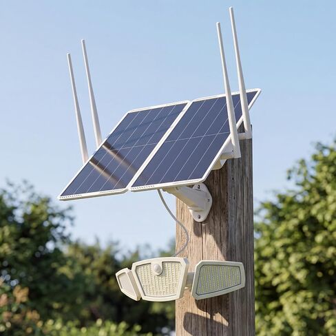 Solar WiFi Extender with Motion Sensor Light, 1200Mbps Dual Band 2.4G/5.8G Outdoor WiFi Repeater, Solar Powered WiFi Extender with 30W Panel & 30000mAh Battery, IP65 Waterproof for Farm, Yard & Ranch in Saudi Arabia
