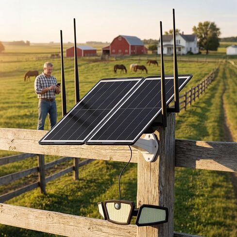 Solar WiFi Extender with Motion Sensor Light, 1200Mbps Dual Band 2.4G/5.8G Outdoor WiFi Repeater, Solar Powered WiFi Extender with 30W Panel & 30000mAh Battery, IP65 Waterproof for Farm, Yard & Ranch in Saudi Arabia
