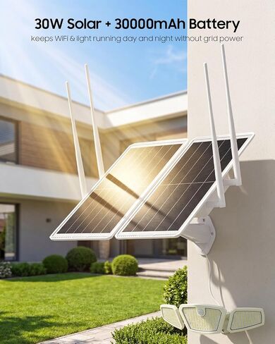 Solar WiFi Extender with Motion Sensor Light, 1200Mbps Dual Band 2.4G/5.8G Outdoor WiFi Repeater, Solar Powered WiFi Extender with 30W Panel & 30000mAh Battery, IP65 Waterproof for Farm, Yard & Ranch in Saudi Arabia