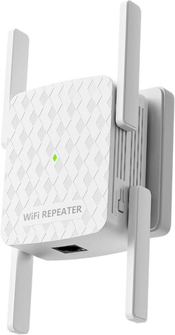 1200Mbps Dual Band WiFi Extender Signal Booster, 2.4GHz & 5GHz Wireless Repeater, 360° Whole Home Coverage 12880 Sq.ft, 4 High-Gain Antennas, 105 Devices Support, One-Tap WPS Setup with Ethernet Port in Kuwait