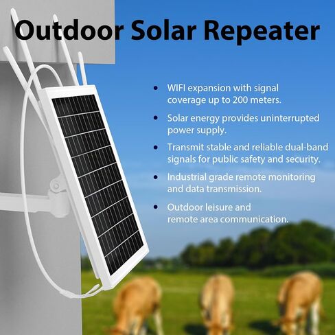 Solar WiFi Extender Outdoor, Solar Powered WiFi Extender Signal Booster with 4 Antennas, Solar WiFi Repeater for Garden, Farm & Ranch, 15W Solar Panel, IP66 Waterproof, 26000mAh Battery in Saudi Arabia
